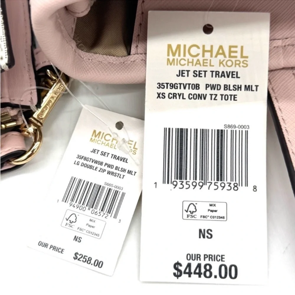 Michael Kors Jet Set Travel Extra-Small Top-Zip Tote Bag & Double Zip Wallet Set - Picture 12 of 12